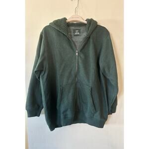 $60 Aerie Cotton Blend Fleece Zip Up Sweatshirt Hoodie Sze Medium Sage Green NWT